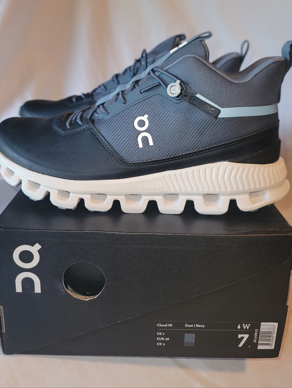 On Running Women’s Lace-Up Cloud Hi Boots in Navy and Dust